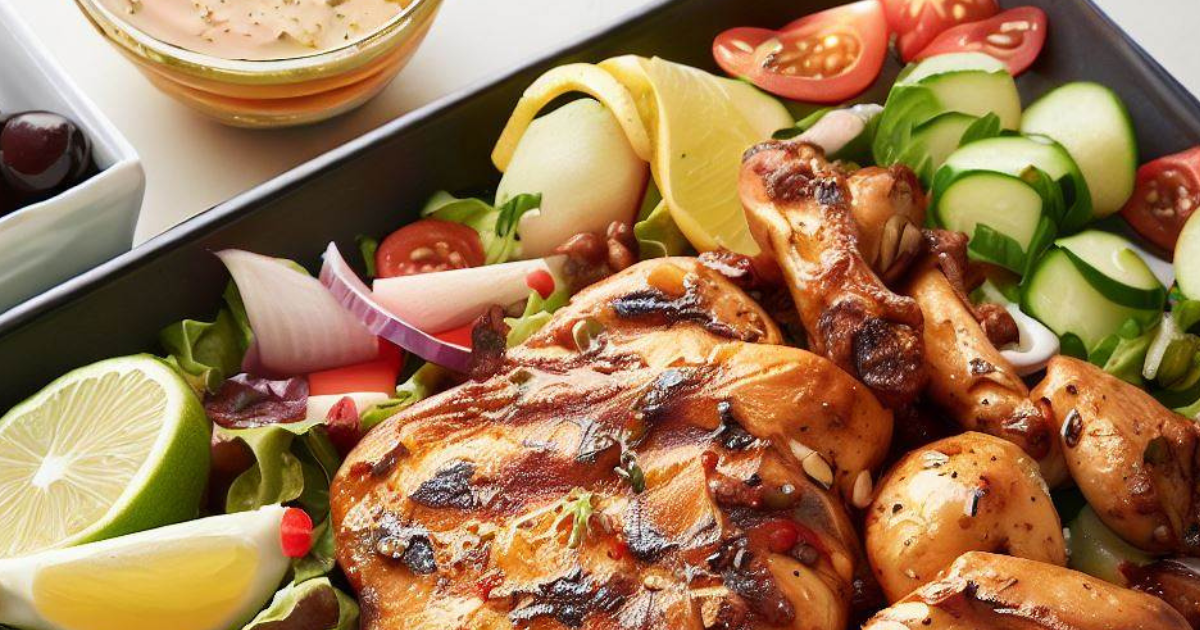 Marinated Grilled Chicken with Mediterranean Salad